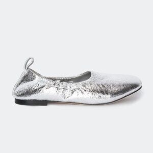 Simon Miller Crinkle Metallic Riad Flat in Silver